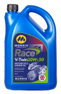 Morris Race V-TWIN 20W-50, olej pre 4-taktné motocyklové motory, 4l