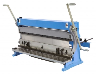 Kombinovaný stroj na plech 1015 - nožnice-stáčačka-ohýbačka plechu, 3 v 1, 1015 mm, 2 ovládacie kľučky, 240 kg