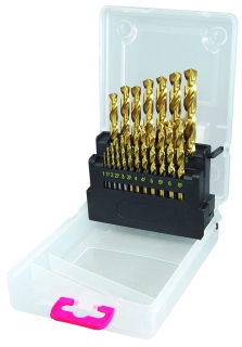 Vrtáky HSS-TiN, 1.0-10.0 mm, 19 dielov, brúsené, Triumf