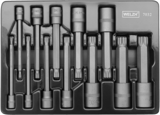 Hlavica zástrčné XZN (spline), M4-M18, dĺžka 110 mm, sada 12 dielov, Welzh