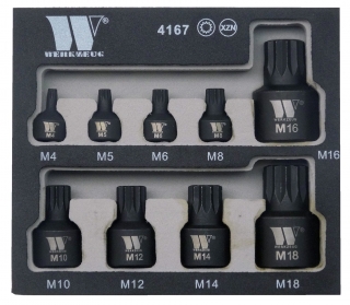 Hlavica zástrčná XZN, M4-M18, extra krátke, sada 9 dielov, Welzh