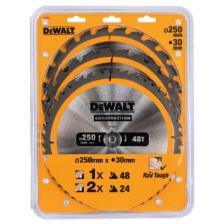 DeWALT DT1963 Sada 3 ks pílových kotúčov 250 × 30 mm