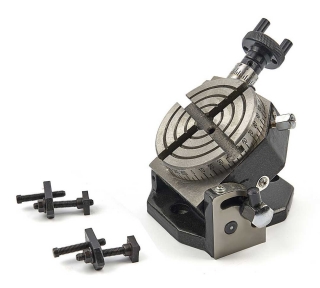 Horizontálny a vertikálny výklopný otočný stôl, 4 T-drážky, 75 mm so sadou úpiniek