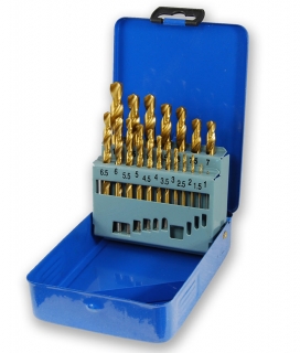 Vrtáky brúsené, titán, 1.0 - 10.0 mm, sada 19 dielov, HSS-TiN, Condor Werkzeug
