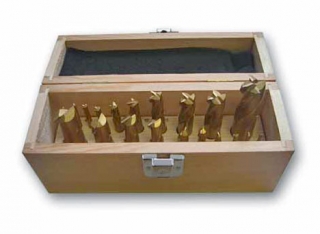 Frézy + drážkové frézy, HSS-TiN 4 čepieľky, 3 - 20 mm, sada 10 + 10 dielov, Warco