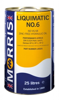 Morris Liquimatic 6 - ISO 68 - bez-zinkový hydraulický olej, 25l