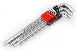 Kľúče zástrčné Inbus 1/16" - 3/8", palcové, s guľou, sada 9 dielov, Condor Werkzeug