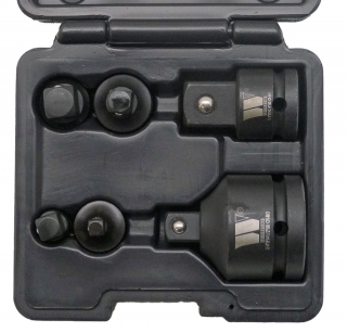 Hlavica - adaptéry nástrčné 3/8" - 1/2", pre rázové uťahováky, kované, sada 6 dielov, Welzh