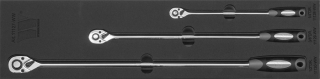 Súprava ráčičiek 1/2", 3/8", 1/4", extra dlhé 300-580 mm, 72 zubov, 3 ks, Welzh