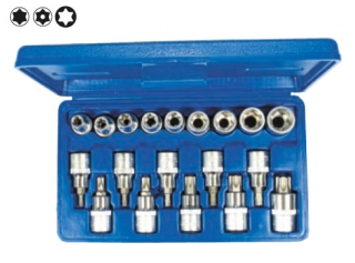 Hlavica zástrčná a nástrčná 1/2" Torx T20-T70, E-profil E10-E24, 19 dielov, Triumf