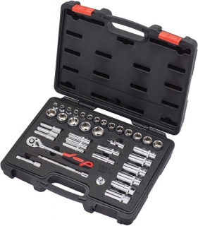 Gola sada 3/8", štandardné a predĺžené hlavice, CrV, 38 dielov, Welzh