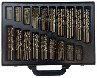 Vrtáky brúsené, veľká sada vrtákov, HSS-Co 1.0-10 mm, sada 170 dielov, DIN 338, Welzh