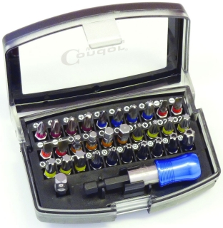 Bity 1/4" PH, PZ, PL, Tx, Inbus, predĺženie, oceľ S2, sada 32 dielov, Condor Werkzeug