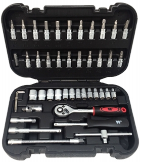 Gola sada 1/4", štandardná hlavica, bity, 46 dielov, Welzh