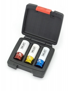 Hlavica nástrčné ochranné na skrutky kolies automobilov 1/2", 6 hrán, 17 - 21 mm, CrMo, sada 3 kusy, Welzh