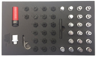 Hlavica na bezpečnostné skrutky kolies pre vozidlá BMW, "štvorlístok" a "tisícihran", sada 42 dielov, Welzh