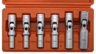 Hlavica nástrčné 3/8", 6 hrán 8-16 mm, na žhaviace sviečky, CrV, sada 6 dielov, Welzh