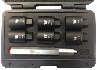 Hlavica nástrčné na skrutky kolies automobilov 34.8 - 39.8 mm, CrMo, univerzálna sada 7 dielov, Welzh