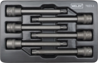 Hlavica zástrčná 3/8", Torx T20-T45, extra dlhé 110 mm, S2, sada 6 dielov, Welzh