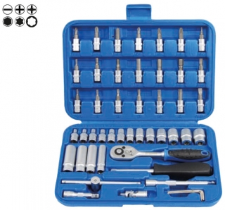 Gola sada 1/4", Super-Lock 4 - 14 mm, Torx, 47 dielov, Triumf