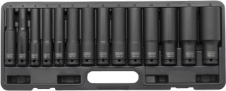 Hlavica nástrčné 1/2", 6 hrán 10-32 mm, dĺžka 120 mm, použitie aj pre rázové uťahovače, CrMo, sada 14 dielov, Welzh