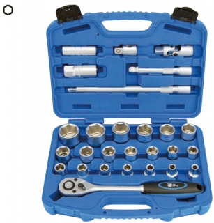 Gola sada 1/2", 5/16"-1.1/4", 6 hranné hlavice, 27 dielov, palcové, Triumf