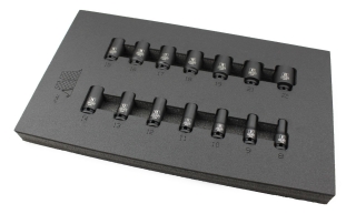 Hlavica nástrčné 3/8", 6 hrán, pre rázové uťahovače, CrMo, 9-22 mm, sada 13 dielov, Welzh