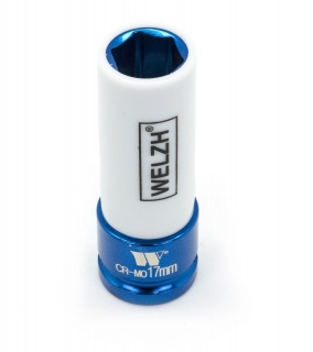 Hlavica nástrčná ochranná na skrutky kolies automobilov 1/2", 6 hrán, 17 mm, CrMo, Welzh