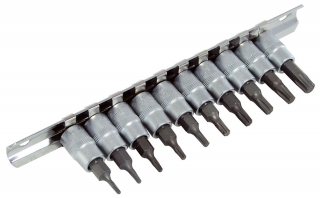Hlavica zástrčná 1/4", Torx T7 - T40, súprava 10 dielov, Triumf
