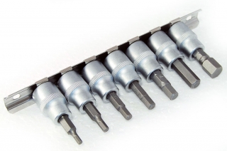 Hlavica zástrčné 3/8", Inbus 1/8" - 3/8", 7 dielov, palcové rozmery, Triumf