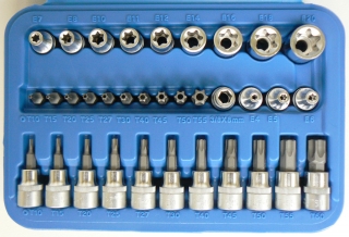 Hlavica 3/8", Torx-E-profil, bity 5/16" Torx, vŕtané, 34 ks, Condor Werkzeug