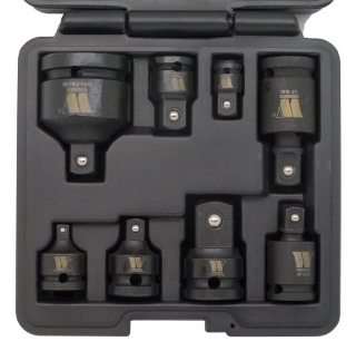 Hlavice - adaptéry nástrčné 1/4", 3/8", 1/2" a 3/4", pre rázové uťahováky, kované, sada 8 dielov, Welzh