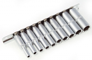 Hlavica nástrčné 1/4", 6 hrán 5/32"-1/2", predĺžené, 10 ks, palcové, Triumf