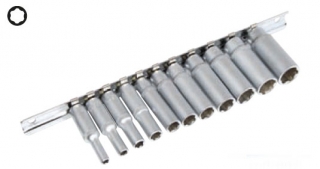Hlavica nástrčné 1/4", Super-Lock 4 - 13 mm, predĺžené, sada 11 dielov, Triumf