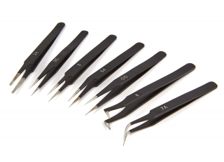 Profesionálne anti-magnetické pinzety 125 mm, súprava 7 ks