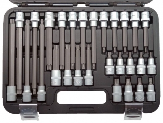 Hlavica zástrčná 1/2", Torx T20-T60, dĺžka 55-100-140-200 mm, sada 28 dielov, Welzh