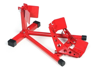 Motocyklový protipojazdový stojan na uchytenie prednej pneumatiky, Model 1, červený