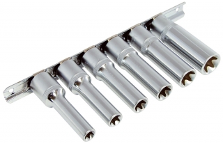 Hlavica nástrčné 1/2", E-profil E10 - E20, predĺžené, súprava 6 dielov, Triumf