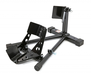 Motocyklový protipojazdový stojan na uchytenie prednej pneumatiky, Model 1, čierny