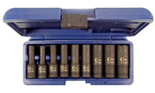 Hlavica nástrčné 1/2", E-profil E10 - E24, predĺžené, tvrdené, 9 dielov, Condor Werkzeug