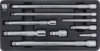 Gola predĺženie magnetickej 1/4", 3/8" a 1/2", 50-250 mm, sada 9 kusov, Welzh