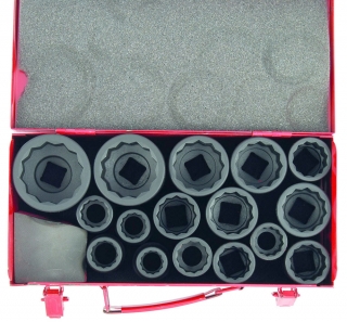 Hlavica nástrčné 3/4", 12 hrán, 19-50 mm, tvrdené CrMo, sada 16 dielov, Triumf