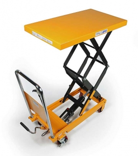 Manipulačný vozík s hydraulickým stolom a vysokým zdvihom, nosnosť až 350 kg, hmotnosť 110 kg