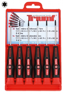 Skrutkovače Torx T5 - T10, dĺžka 60 mm, mikro, súprava 6 dielov, Triumf